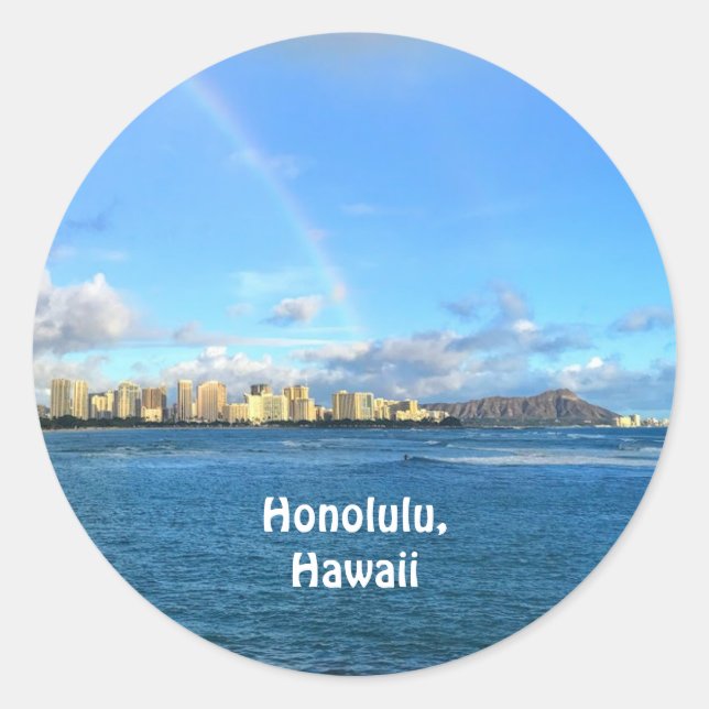 Regenbogen über Honolulu, Hawaii Sticker (Vorderseite)