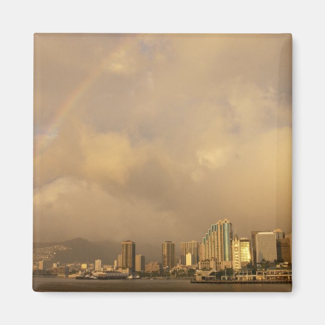 Regenbogen über Honolulu, Hawaii, USA 3 Magnet (Vorne)
