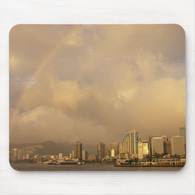 Regenbogen über Honolulu, Hawaii, USA 3 Mousepad (Vorne)