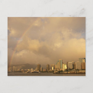 Regenbogen über Honolulu, Hawaii, USA 3 Postkarte