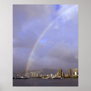 Regenbogen über Honolulu, Hawaii, USA Poster