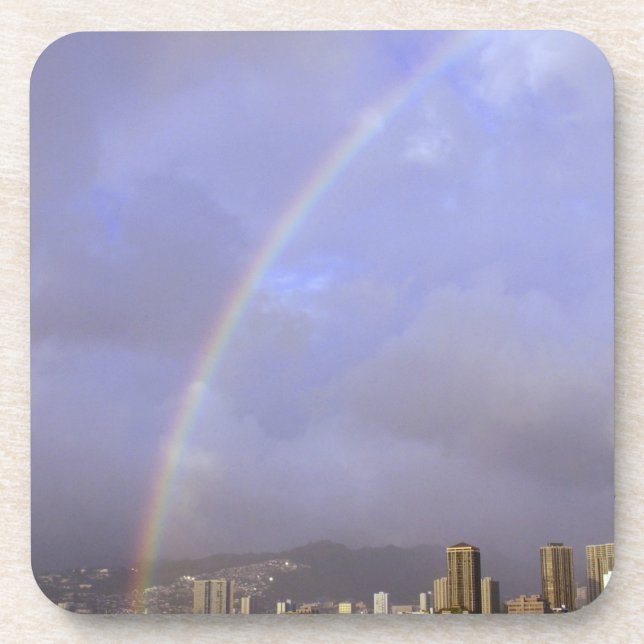 Regenbogen über Honolulu, Hawaii, USA Untersetzer (Vorderseite)