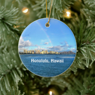 Regenbogen über Honolulu Keramik Ornament