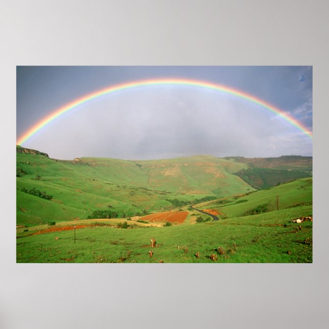 Regenbogen über Hügel, Ostkap, Südafrika Poster (Vorne)