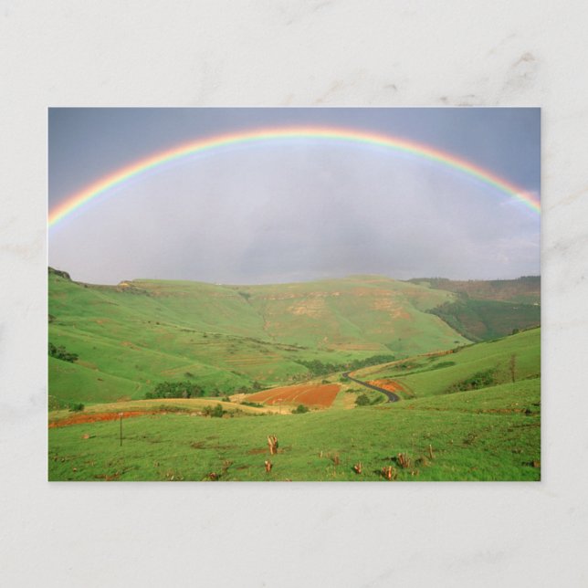 Regenbogen über Hügeln, Ostkap, Südafrika Postkarte (Vorderseite)