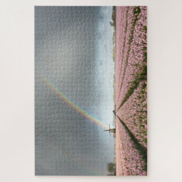 Regenbogen über Hyazinthen und eine Windmühle in