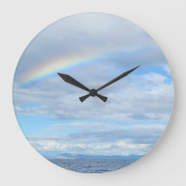 Regenbogen über Insel Große Wanduhr
