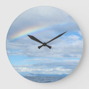 Regenbogen über Insel Große Wanduhr