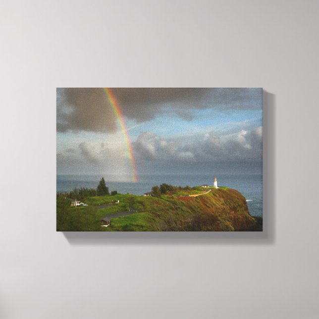 Regenbogen über Kilauea Lighthouse Leinwand (Vorderseite)