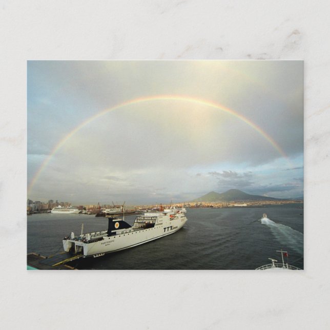 Regenbogen über Vezuvius Postkarte (Vorderseite)