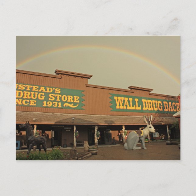 Regenbogen über Wall Drug Postkarte (Vorderseite)