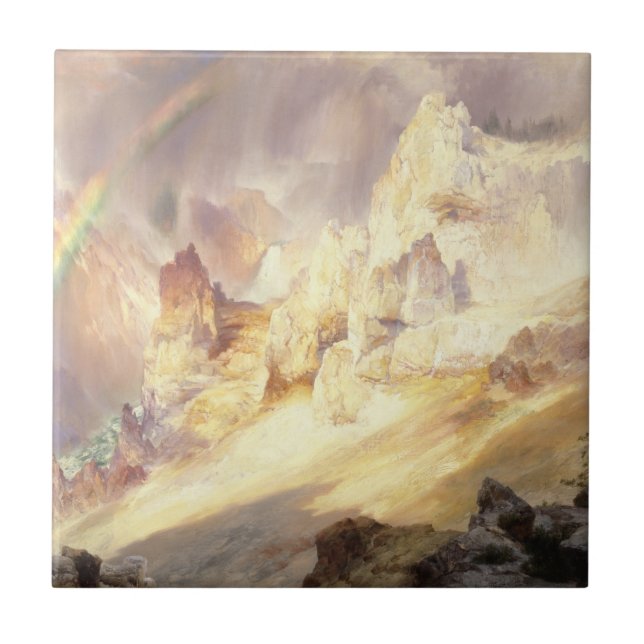 Regenbogen über Yellowstone, Moran 1900 Fliese (Vorderseite)
