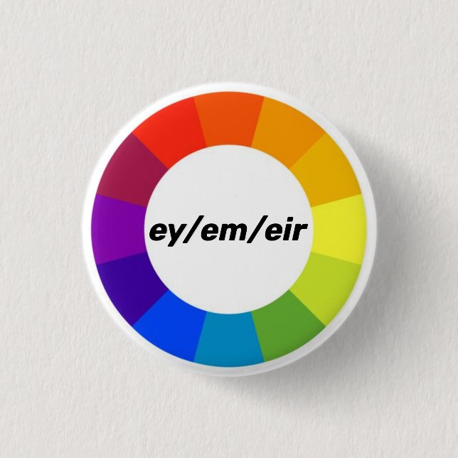 Regenbogen umkreister ey/em/eir Pronomenknopf Button (Vorderseite)