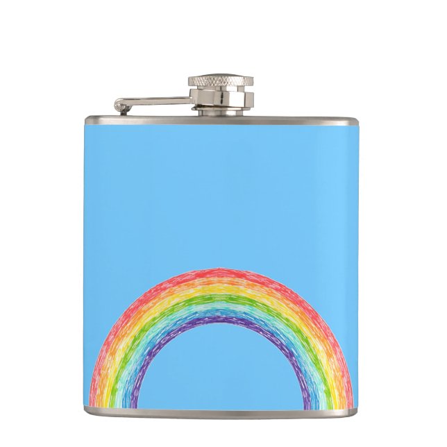 Regenbogen und blauer Himmel Flachmann (Vorderseite)