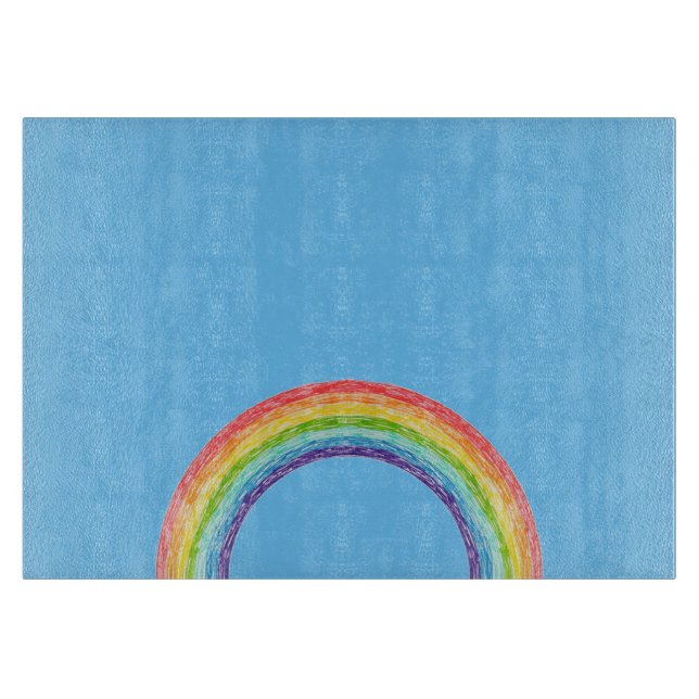 Regenbogen und blauer Himmel Schneidebrett (Vorderseite)