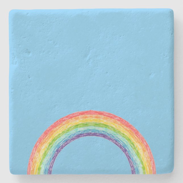 Regenbogen und blauer Himmel Steinuntersetzer (Vorderseite)