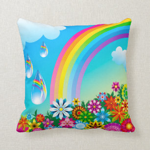Regenbogen und Blumen Kissen