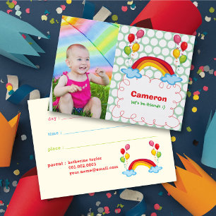 Regenbogen und bunte Luftballons Kinder Foto Spiel Telefonnummerkarte