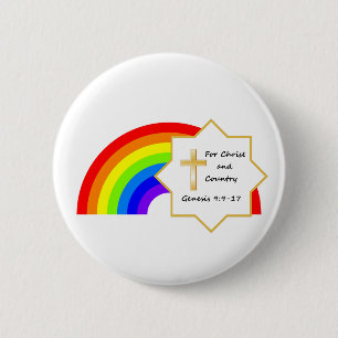 Regenbogen und Christliche Taste kreuzen Button