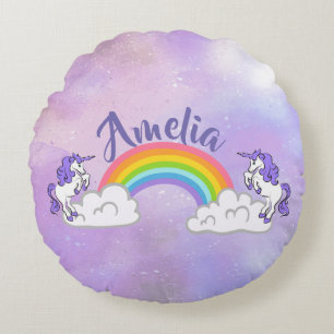 Regenbogen und Einhorn Design Rundkissen Rundes Kissen