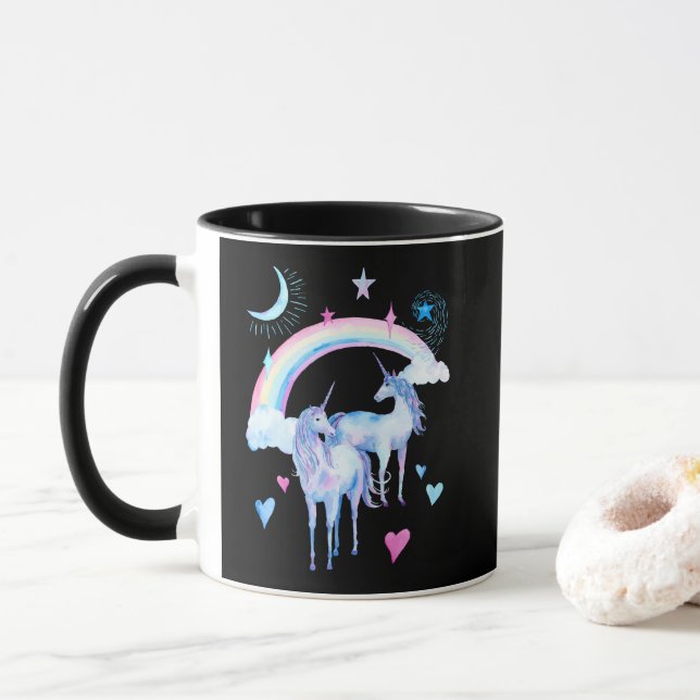 Regenbogen und Einhorn Tasse (Mit Donut)
