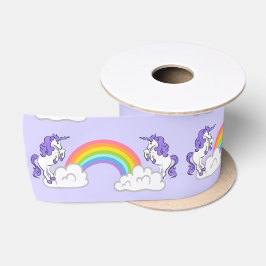 Regenbogen- und Einhorndesign Satinband