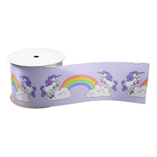 Regenbogen- und Einhorndesign Satinband (Spule)