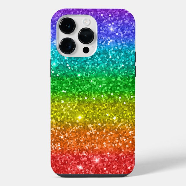 Regenbogen und Glitter iPhone 14 Pro Max Hülle (Rückseite)