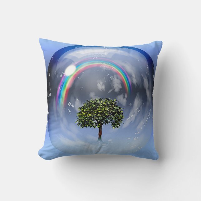 Regenbogen und grüner Baum Kissen (Vorderseite)