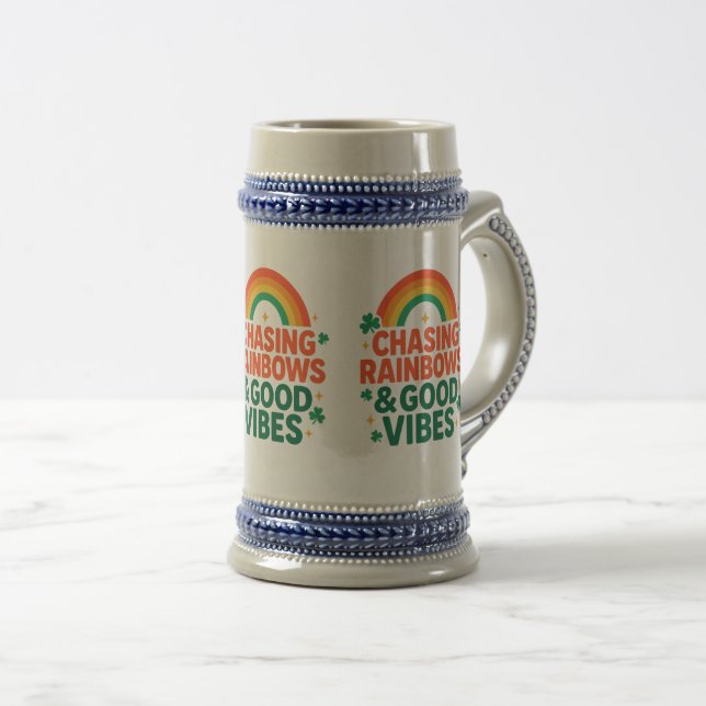 Regenbogen und gute Vibes Tasse (VorderseiteRechts)
