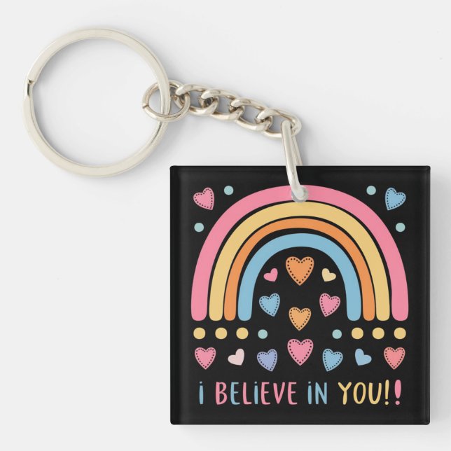 Regenbogen und Herz - Motivierend Schlüsselanhänger (Vorderseite)
