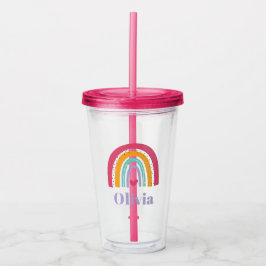 Regenbogen und Herz personalisiert Acryltrinkbecher