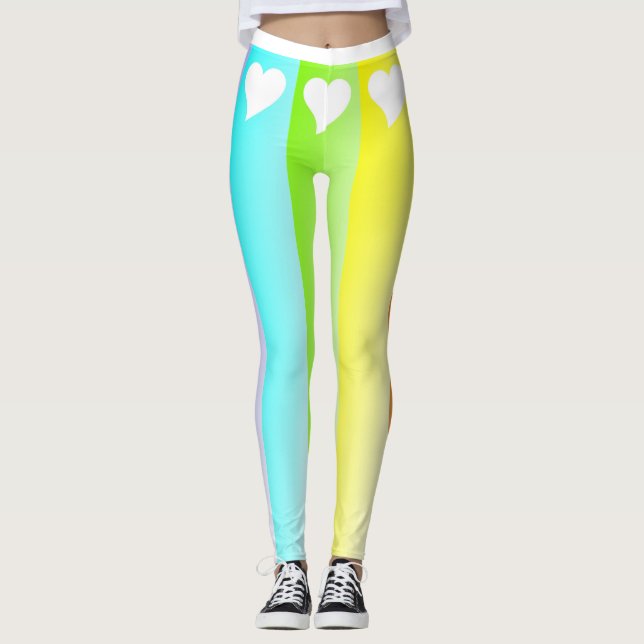 Regenbogen und Herzen Leggings (Vorderseite)