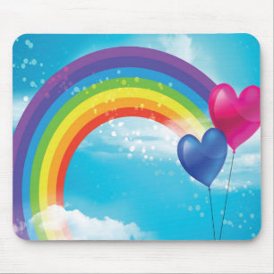 Regenbogen und Herzen Mousepad