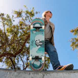 Regenbogen und Hund Skateboard