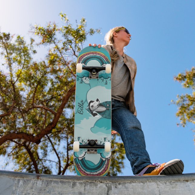 Regenbogen und Hund Skateboard (Außenbereich 1)