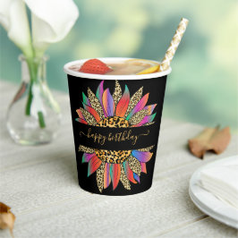 Regenbogen und Leopard, personalisierter Papierbec Pappbecher