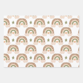 Regenbogen und Liebe Herzmuster Geschenkpapier Set