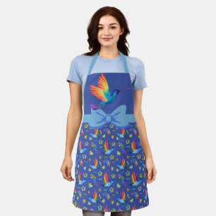 Regenbogen und Liebe Humming Bird Schürze in Blueb