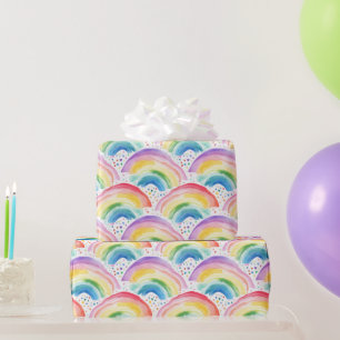 Regenbögen und regenbogenfarbene Blumen Geschenkpapier
