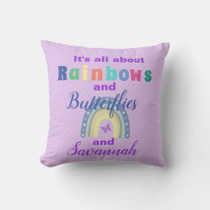 Regenbogen und Schmetterlinge Personalisiert   Kissen
