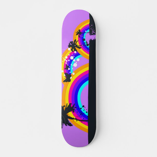 Regenbogen und Schmetterlinge Skateboard (Vorne)