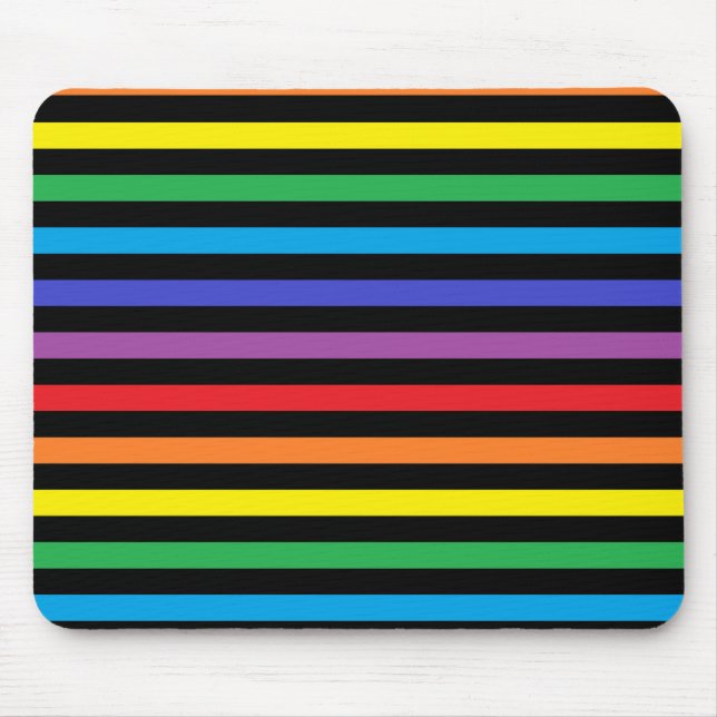 Regenbogen-und Schwarz-Streifen Mousepad (Vorne)