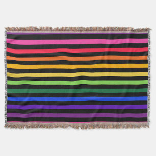 Regenbogen und schwarze Streifen Decke