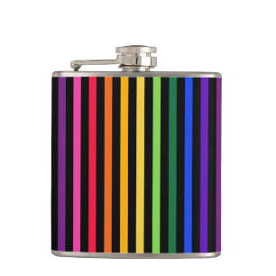 Regenbogen und schwarze Streifen Flachmann