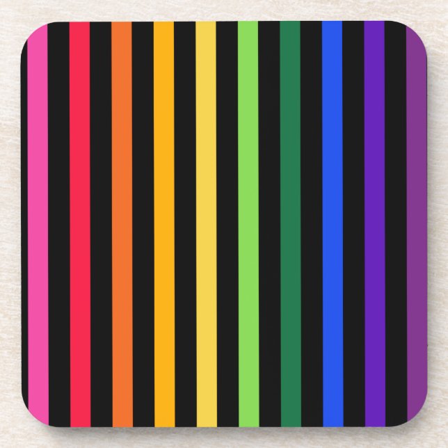 Regenbogen und schwarze Streifen Getränkeuntersetzer (Vorderseite)
