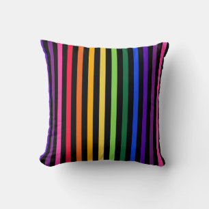 Regenbogen und schwarze Streifen Kissen