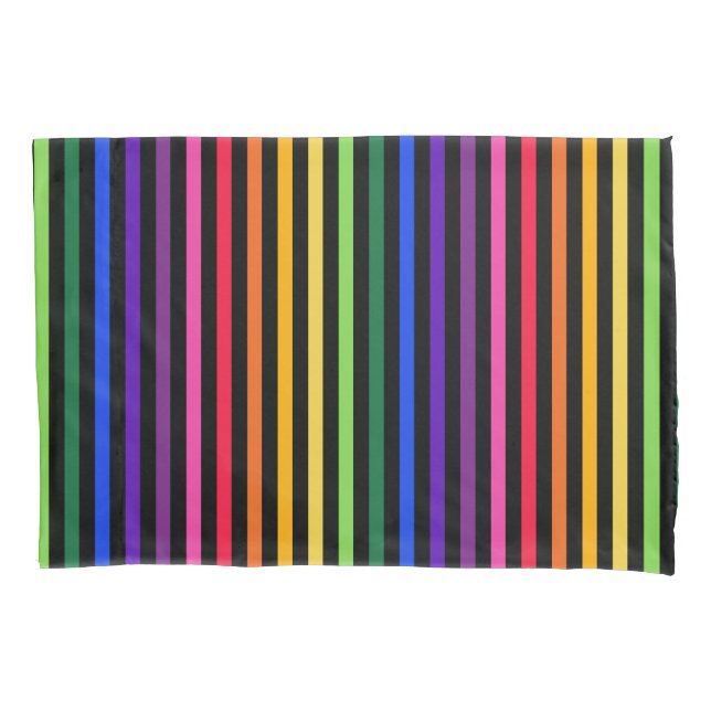 Regenbogen und schwarze Streifen Kissenbezug (Vorderseite)