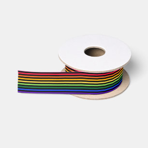 Regenbogen und schwarze Streifen Satinband