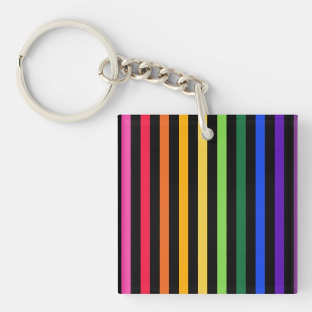 Regenbogen und schwarze Streifen Schlüsselanhänger (Vorderseite)